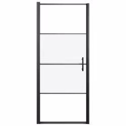 vidaXL Parete Doccia 91x195 cm Vetro Temperato Semi Smerigliato Nero - Vista aggiuntiva 3
