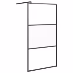 vidaXL Parete Doccia Walk in 100x195cm Vetro Semi Smerigliato ESG Nero - Vista aggiuntiva 2