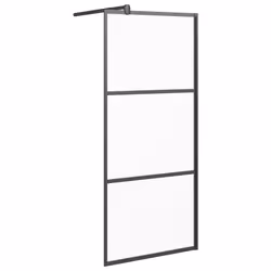 vidaXL Parete Doccia Walk in 90x195 cm in Vetro Smerigliato ESG Nero - Vista aggiuntiva 2