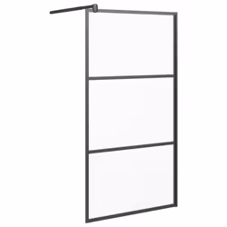 vidaXL Parete Doccia Walk in 100x195 cm in Vetro Smerigliato ESG Nero - Vista aggiuntiva 2