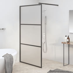 Parete doccia in vetro smerigliato struttura a 3 barre nera varie misure dimensioni: 115 x 195 cm