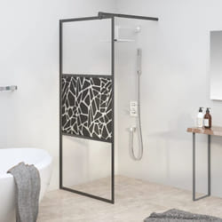 Parete Doccia Walk in 80x195cm Vetro ESG con Design Pietre Nero vidaXL73823