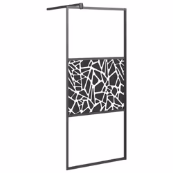 vidaXL Parete Doccia Walk in 90x195cm Vetro ESG con Design Pietre Nero - Vista aggiuntiva 2
