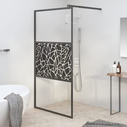 Parete Doccia Walk in 100x195 cm Vetro ESG Design Pietre Nero vidaXL86232
