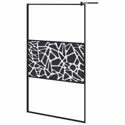 vidaXL Parete Doccia Walk in 115x195 cm Vetro ESG e Design Pietre Nero - Vista aggiuntiva 2