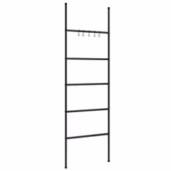 vidaXL Scala portasciugamani a 5 ripiani nera 58x175 cm in ferro - Vista aggiuntiva 2