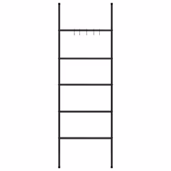 vidaXL Scala portasciugamani a 5 ripiani nera 58x175 cm in ferro - Vista aggiuntiva 3