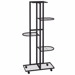 vidaXL Fioriera a 5 Piani con Ruote 44x23x100 cm Ferro Nero - Vista aggiuntiva 2