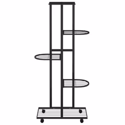 vidaXL Fioriera a 5 Piani con Ruote 44x23x100 cm Ferro Nero - Vista aggiuntiva 3