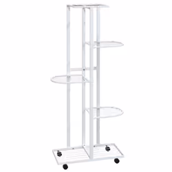 vidaXL Fioriera a 5 Piani con Ruote 44x23x100 cm Ferro Bianco - Vista aggiuntiva 2