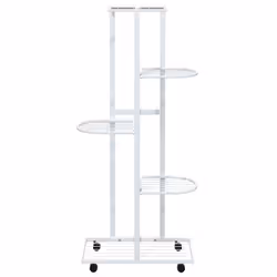 vidaXL Fioriera a 5 Piani con Ruote 44x23x100 cm Ferro Bianco - Vista aggiuntiva 3