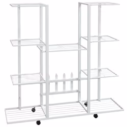 vidaXL Portafiori con Ruote 94,5x24,5x91,5 cm Ferro Bianco - Vista aggiuntiva 2
