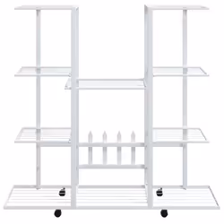 vidaXL Portafiori con Ruote 94,5x24,5x91,5 cm Ferro Bianco - Vista aggiuntiva 3