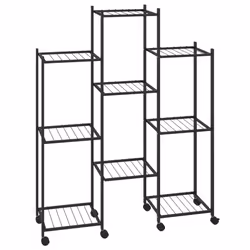 vidaXL Portafiori con Ruote 83x25x103,5 cm Ferro Nero - Vista aggiuntiva 2