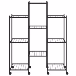 vidaXL Portafiori con Ruote 83x25x103,5 cm Ferro Nero - Vista aggiuntiva 3