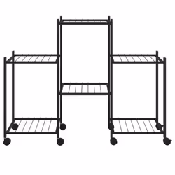 vidaXL Portafiori con Ruote 83x25x63,5 cm Ferro Nero - Vista aggiuntiva 3