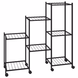 vidaXL Portafiori con Ruote 83x25x83,5 cm Ferro Nero - Vista aggiuntiva 2