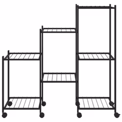 vidaXL Portafiori con Ruote 83x25x83,5 cm Ferro Nero - Vista aggiuntiva 3