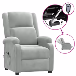 vidaXL Poltrona Elettrica Reclinabile Grigio Chiaro in Vera Pelle - Vista aggiuntiva 2