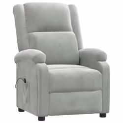 vidaXL Poltrona Elettrica Reclinabile Grigio Chiaro in Vera Pelle - Vista aggiuntiva 3