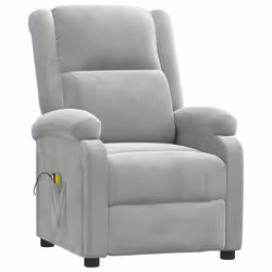 vidaXL Poltrona Massaggiante Elettrica Grigio Chiaro in Velluto - Vista aggiuntiva 3