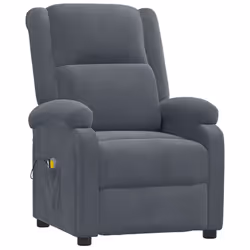 vidaXL Poltrona Massaggiante Elettrica Grigio Scuro in Velluto - Vista aggiuntiva 3