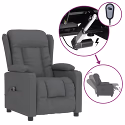 vidaXL Poltrona Elettrica Reclinabile Grigio Scuro in Tessuto - Vista aggiuntiva 2