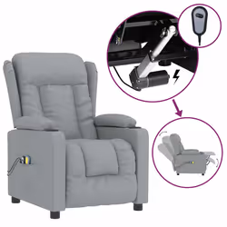 vidaXL Poltrona Massaggiante Elettrica Grigio Chiaro in Tessuto - Vista aggiuntiva 2