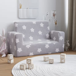 Vidaxl - Divano per Bambini 2 Posti Grigio Chiaro Stelle Morbido Peluche