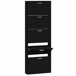 Scarpiera Nera 59x17x169 cm in Legno Multistratocod mxl 126081 - Vista aggiuntiva 2