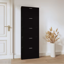 Scarpiera Nera 59x17x169 cm in Legno Multistratocod mxl 126081 - Vista aggiuntiva 3