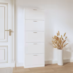 Scarpiera Bianco Lucido 59x17x169 cm in Legno Multistratocod mxl 78285 - Vista aggiuntiva 3