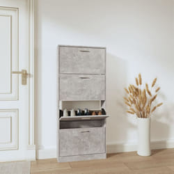 Vidaxl - Scarpiera Grigio Cemento 59x17x150 cm in Legno Multistrato