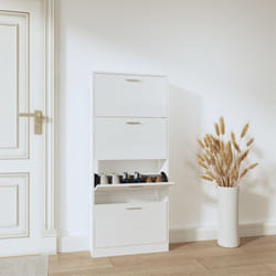 Vidaxl - Scarpiera Bianco Lucido 59x17x150 cm in Legno Multistrato