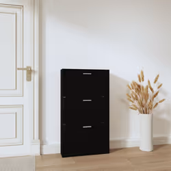 Scarpiera Nera 59x17x108 cm in Legno Multistratocod mxl 81769 - Vista aggiuntiva 3