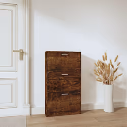 Scarpiera Rovere Fumo 59x17x108 cm in Legno Multistratocod mxl 129653 - Vista aggiuntiva 3