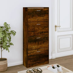 Scarpiera Salvaspazio, Portascarpe Rovere Fumo 63x24x147 cm in Legno Multistrato Vidaxl