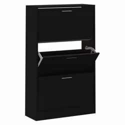 Scarpiera Nera 63x24x103 cm in Legno Multistratocod mxl 129652 - Vista aggiuntiva 2