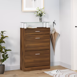 vidaXL Scarpiera Rovere Marrone 63x24x104 cm in Legno Multistrato - Vista aggiuntiva 3