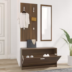 Questo set di scarpiere 3 in 1 è composto da una elegante scarpiera, uno specchio da parete e un appendiabiti, per offrire un ...