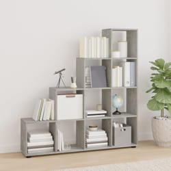 Libreria, Scaffale a Scala Grigio Cemento 142 cm in Legno Multistrato vidaXL