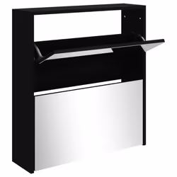 vidaXL Scarpiera con Specchio a 2 Livelli Nera 63x17x67 cm - Vista aggiuntiva 2