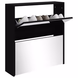vidaXL Scarpiera con Specchio a 2 Livelli Nera 63x17x67 cm - Vista aggiuntiva 3