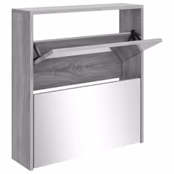 vidaXL Scarpiera con Specchio a 2 Livelli Grigio sonoma 63x17x67 cm - Vista aggiuntiva 2