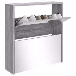 vidaXL Scarpiera con Specchio a 2 Livelli Grigio sonoma 63x17x67 cm - Vista aggiuntiva 3