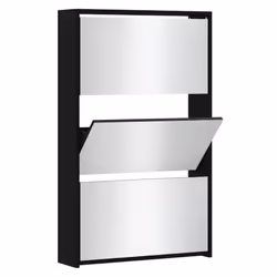 Scarpiera con Specchio a 3 Livelli Nera 63x17x102,5 cmcod mxl 129655 - Vista aggiuntiva 2