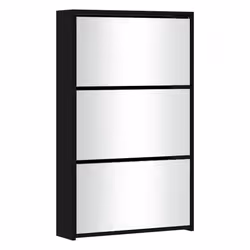 Scarpiera con Specchio a 3 Livelli Nera 63x17x102,5 cmcod mxl 129655 - Vista aggiuntiva 3