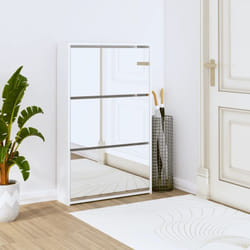 Scarpiera con Specchio a 3 Livelli Bianco Lucido 63x17x102,5 cm Vidaxl 826557