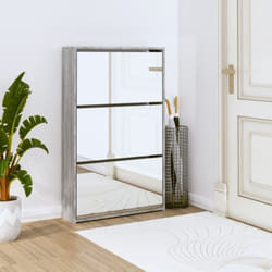Scarpiera con Specchio a 3 Livelli Grigio sonoma 63x17x102,5 cm - Vidaxl