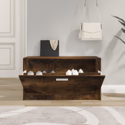 Scarpiera Rovere Fumo 80x24x45 cm in Legno Multistratocod mxl 81770 - Vista aggiuntiva 3